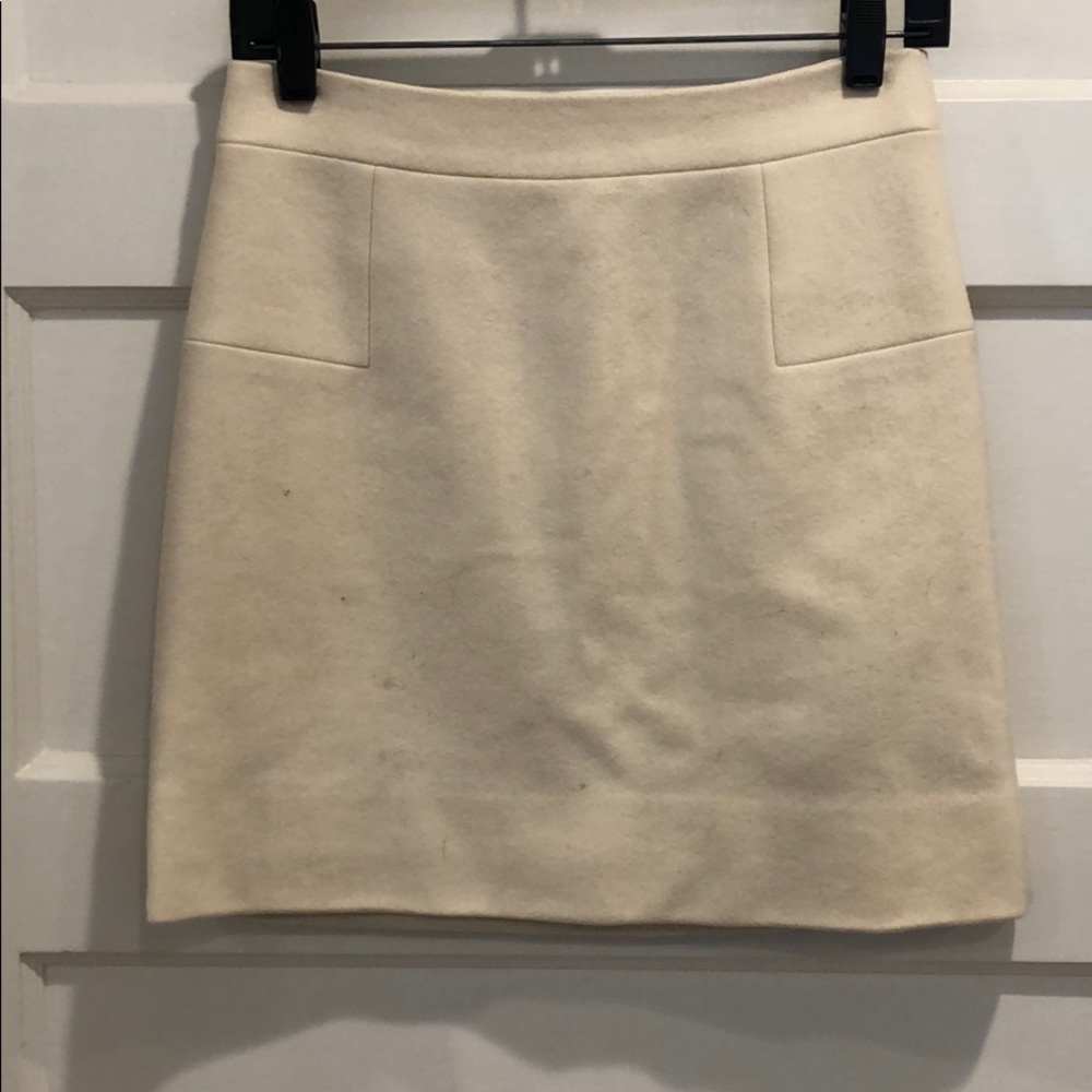 J. Crew Cream Wool Mini Skirt 0